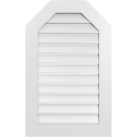 Ekena Millwork Octagonal Top Surface Mount PVC Gable Vent: Functional, w/ 3-1/2"W x 1"P Standard Frame, 24"W x 38"H GVPOT24X3801SF